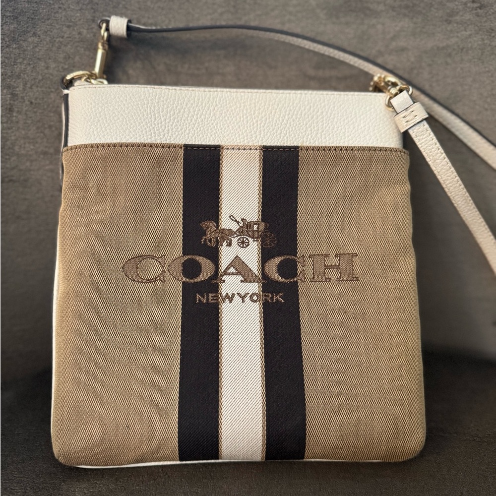Coach Tan and White Crossbody Bag